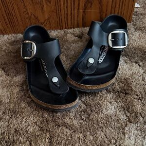Birkenstock Black Women's Sandals with Silver Buckle